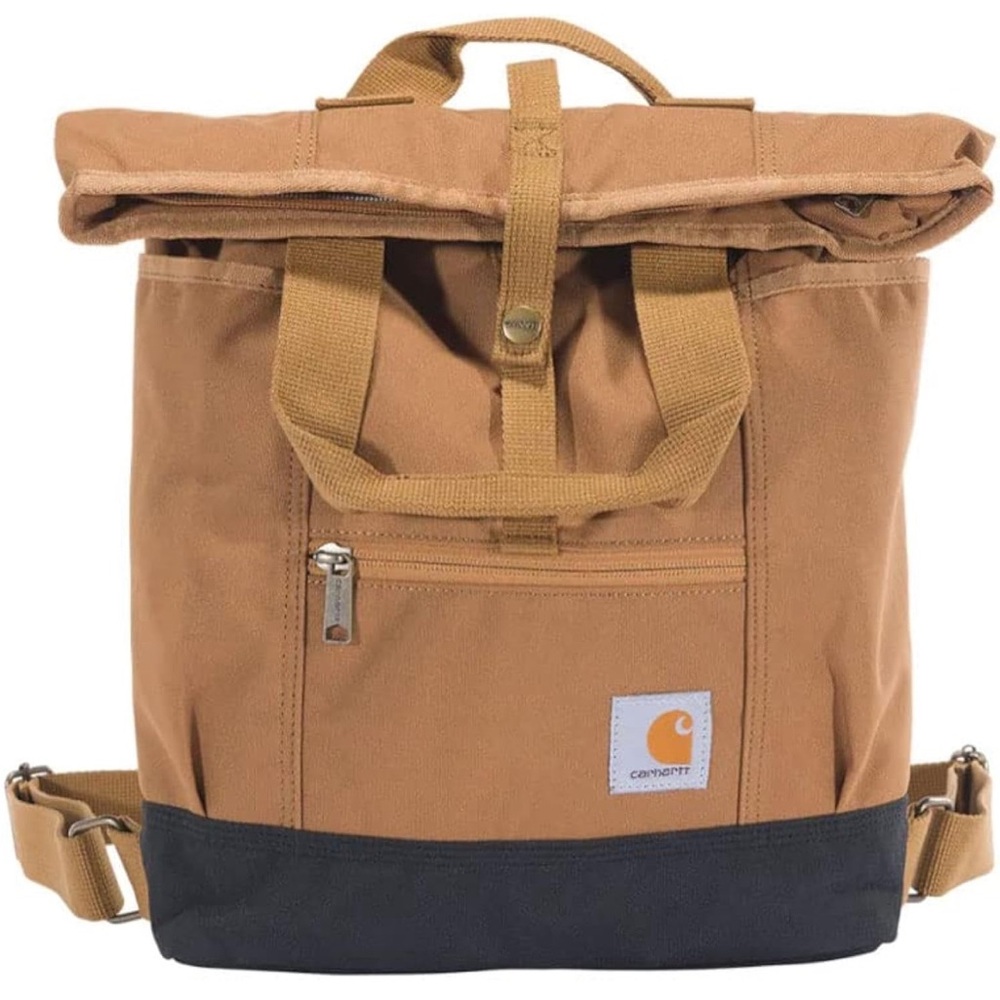 Carhartt Tan and Black Roll-Top Canvas Backpack